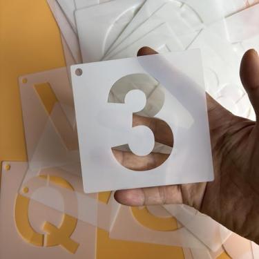 Imagem de Estênceis de letras e números, 7,6 cm, 36 peças, modelos de alfabeto reutilizáveis para pintura, projetos de artesanato DIY