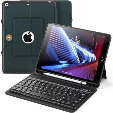 Imagem de INFILAND Capa Com Teclado Para Ipad 9ª Geração, 10,2", 9ª/8ª/7ª Tipo Fólio, Porta-Lápis, Fina E Protetora Removível Apple (Verde Meia-Noite)
