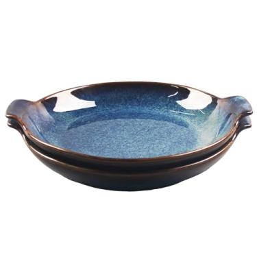 Imagem de LIUYWYHCF Conjunto de 2 pratos de assadeira gratinados Ceramics Au Gratinados, Assadeiras de Assar, Ramequins de 297 g, para forma de torta, aperitivo, torta, sobremesa, quiche, forno pequeno prato