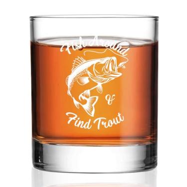 Imagem de Perfectinsoy Fish Around Find Trout Whisky Glass, Presentes de Dia dos Pais para Irmãos, Pai, Avô, Tio, Ótimo Presente para Amantes de Trutas para Pescador, Pai, Avô, Amantes de Pesca