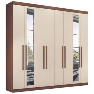 Imagem de Guarda Roupa Casal Com Espelho 8 Portas Paris Jatobá Areia - CASA H