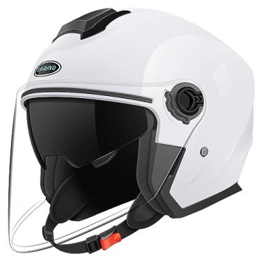 Imagem de SanQing Capacete De Motocicleta Aberto, Aprovado Pela Dot, 3/4, Meio Para Motocicleta, Scooter, Motociclista, Adulto, Homens E Mulheres (Branco, Médio)