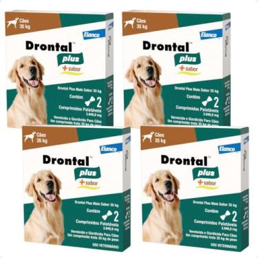 Imagem de 4 Vermífugo Drontal Plus 2 Comprimidos Para Cães Até 35kg - Elanco