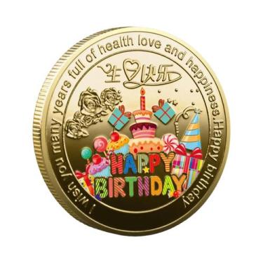Imagem de Moeda Comemorativa De Feliz Aniversário, Boa Sorte, Medalha Da Felicid