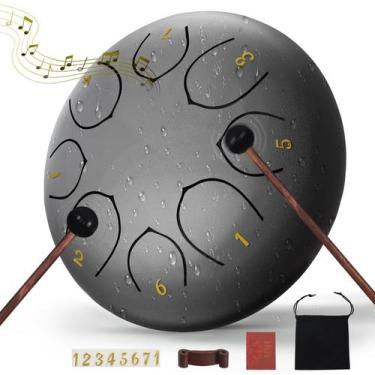 Imagem de Tambor de língua de aço MENGBEI de 15 cm com 8 notas com livro de músi