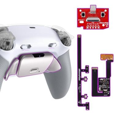 Imagem de eXtremeRate Kit De Pás Traseiras Rise Plus Max Rmb Com Travas Gatilho Clicky E Empunhadura Emborrachada Para Controle Ps5 Bdm-030 040 050, Botões Metal Remapeáveis, Branco Cinza