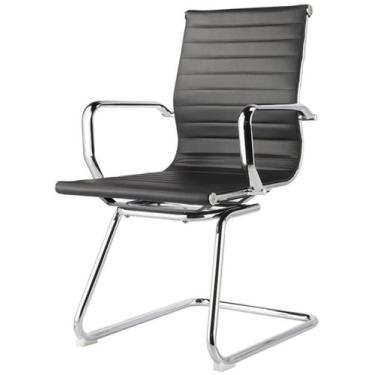 Imagem de Cadeira Sevilha Eames Fixa Cromada PU Preto - 31112 - Sun House