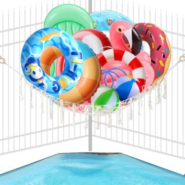 Imagem de ZIORS Bolsa de armazenamento flutuante de piscina, grande organizador de armazenamento para bolas infláveis, anel de natação, jangadas, organizador de malha, suporte de bolsa para cerca à beira da
