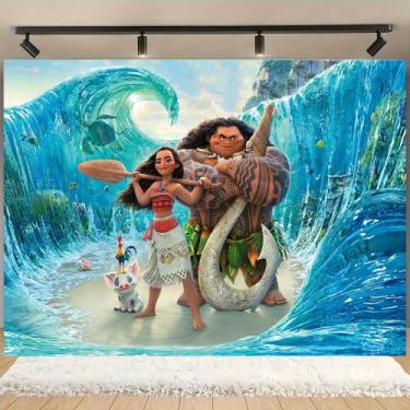 Imagem de Painel de festa infantil decorativo da Moana - Shopp do Adesivo, P 1,5