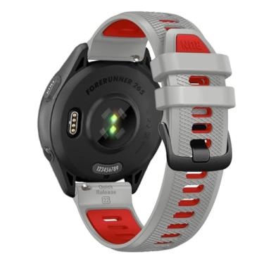 Imagem de Pulseira de relógio de liberação rápida de 22 mm para Garmin Forerunner 265/Forerunner 255/Vivoactive 4/Venu 3/Venu 2 - pulseira de silicone macio de substituição (cinza claro/vermelho)