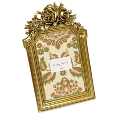 Imagem de Laura Ashley Moldura de coroa de roseta dourada antiga 10 x 15 cm com cavalete e gancho, expositor de mesa e parede, decoração de casa, arte, galeria de fotos (10 x 15 cm, ouro antigo)