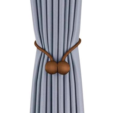 Imagem de Kit 2 Enfeites De Cortina Prendedor Magnetico Gruda com Imã(Marrom)