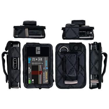 Imagem de Capa de couro xadrez ajustada com protetor de tela e clipe rotativo para bomba de insulina em tandem tandem t: Slim X2 (preto)