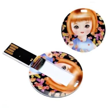 Imagem de Flash drive USB personalizado, cartão redondo personalizado em massa USB 2.0 Flash Drives com seu logotipo ou texto, ideal para presentes corporativos, brindes promocionais, estúdios de fotografia e