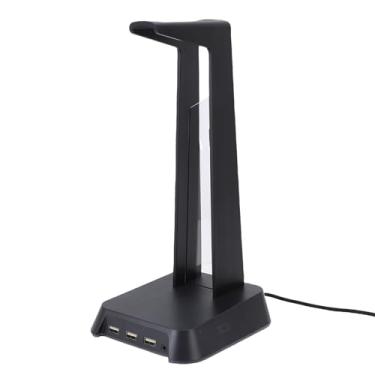 Imagem de Yunseity RGB Gaming Headset Stand, Colorido de Fone de Ouvido de Mesa de Iluminação Com 3 Portas USB 2.0, Interface de Som Integrada, para Casa e Escritório (BLACK)