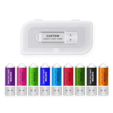 Imagem de Pen drive USB personalizado, pacote com 50 unidades de pen drive de memória USB 2.0, ideal para negócios, educação, corporações, estúdio de fotografia e música (4 GB, com caixa de plástico)