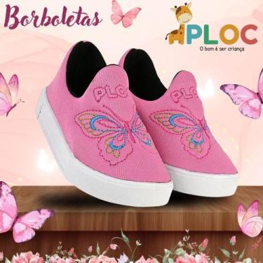 Imagem de Tênis infantil Ploc Borboletas Casual Menina Anatômico, 31, Rosa