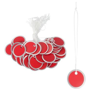 Imagem de PATIKIL Etiquetas de chave de aro de metal de 3,5 cm, pacote com 50, etiquetas de papel redondas em branco, chaveiros graváveis, identificadores com cordão atado para porta de carro, gaveta, chaveiro