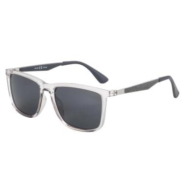 Imagem de VFDHN Óculos de sol masculino UV400, armação retangular ultraleve, polarizado clássico (lentes cinza 004)