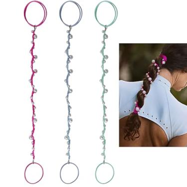 Imagem de Lindas gravatas de cabelo de pérola para mulheres, trançadas à mão, esportivas, rabo de cavalo, para treino, uso diário, praia, natação, surfe, mergulho, acessórios de cabelo livres de emaranhados