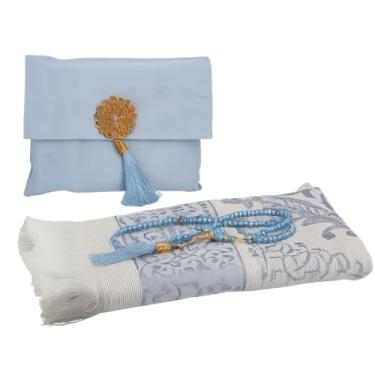 Imagem de BABY SHOWER CHOCOLATE Tapete de oração muçulmano com contas de oração e bolsa portátil, presente ideal para Ramadã, Eid, Hajj e Umrah