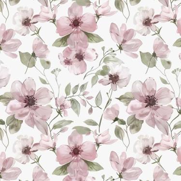 Imagem de Ismoon Papel de parede de 43 cm x 497 cm para descascar e colar papel de parede floral boho floral rosa flores folha papel de parede autoadesivo removível para quarto de locatário vinil amigável