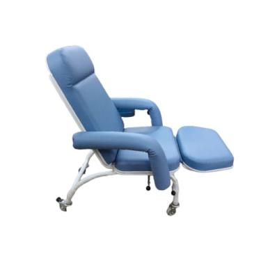 Imagem de Poltrona Hospitalar Comfort Reclinável Com Perneira Independente Com Rodízios Home Care Azul Céu