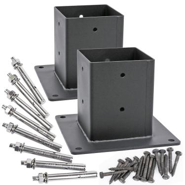 Imagem de Antsky Pacote com 2 4 x 4 (tamanho real: 3,5 x 3,5) Base de âncora de flange de aço inoxidável para vigas de madeira, âncora de poste de cerca, corrimão de deck