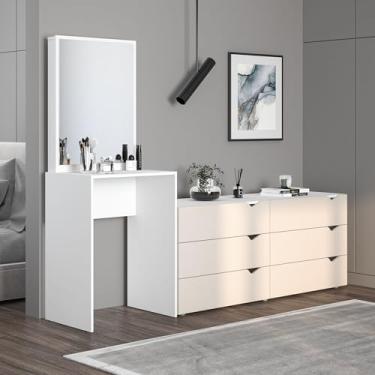 Imagem de Cômoda Penteadeira 6 Gavetas com Espelho Porto