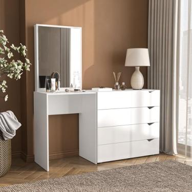 Imagem de Cômoda Penteadeira 4 Gavetas com Espelho Porto