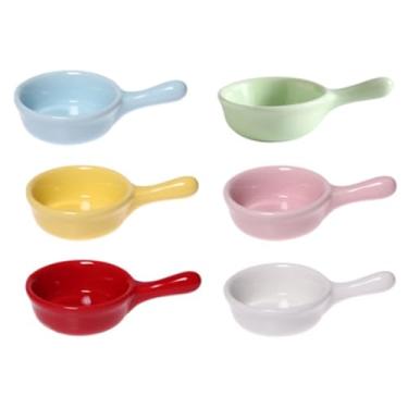 Imagem de Molho de porcelana reforçado com alça mini tigela de condimentos de 30 ml cerâmica vitrificada colorida para geléia, molho de especiarias