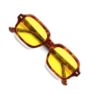 Imagem de VANLINKER Óculos de sol retrô quadrados polarizados para mulheres e homens vintage retangulares VL9832, Lente amarela polarizada C3/armação de tartaruga, M