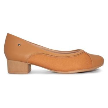 Imagem de Scarpin Usaflex Feminino Salto Bloco Tan Casual MM0302001-37