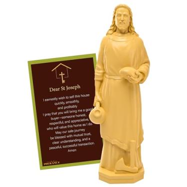 Imagem de Estátua de São José para venda de casa, estátua de São José baseada na fé com cartão de oração para venda de casa, ideal para vender casas, atividades religiosas (marfim 10 cm, 1 peça)