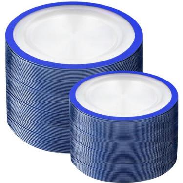 Imagem de Pratos de plástico U-QE Royal Blue 200 unidades (jantar de 100 a 25 cm