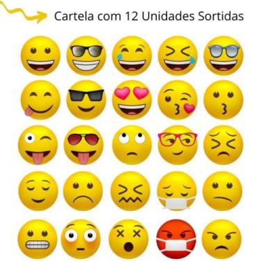 Imagem de Imã p/ Lousa Magnética Geladeira Emoji 12 Unids Sortidas - Gv Office