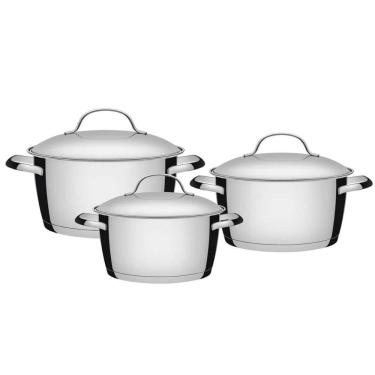 Imagem de Jogo de Panelas Tramontina Allegra Aço Inox com Fundo Triplo 1,5L 2,2L e 3,1L