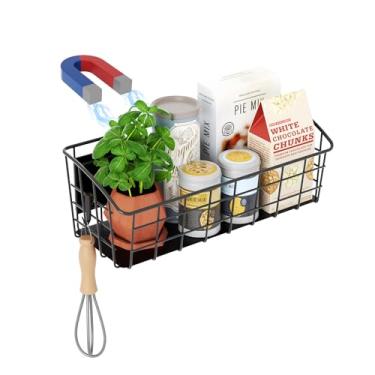 Imagem de Prateleira magnética para geladeira, 1 pacote, suporte magnético forte para temperos com gancho removível para armazenamento de cozinha, prateleiras de armazenamento de cebola, batata fruta, cebola