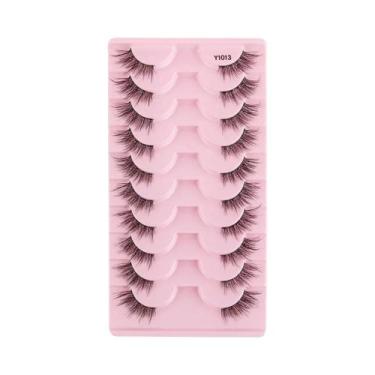 Imagem de Cílios Postiços Naturais Longos E Fluffy 3D Mink Cat Eye 10 Pares Feit