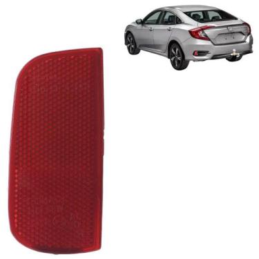 Imagem de Refletor Parachoque Traseiro Civic 2017 2018 2019 Rubi Lente Acrílico 