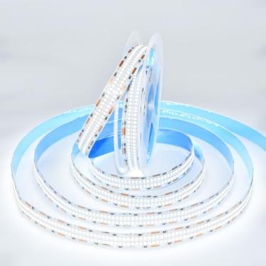 Imagem de HAASHADA Fita de LED de fileira dupla, super brilhante regulável CC 12 V 16,4 pés/5 m SMD 2025 3120 LEDs fita fita de luz para decoração de iluminação de sala de casa (luz do dia branca 6500K)