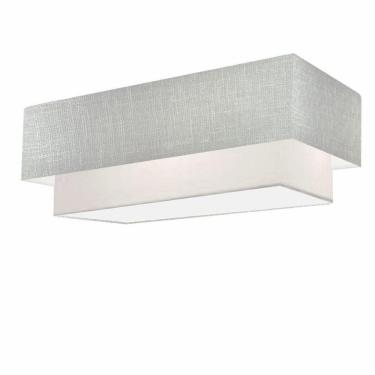 Imagem de Plafon Duplo Retangular Vivare Md-3044 Cúpula Em Tecido 70x30cm X 60x25cm - Bivolt Rustico-cinza-branco 127/220v