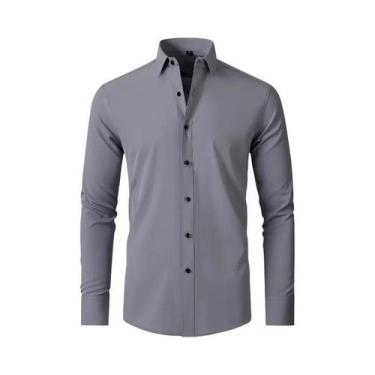 Imagem de Camisa Masculina Slim Fit Manga Longa Branca 6XL - Primavera/Outono, 4