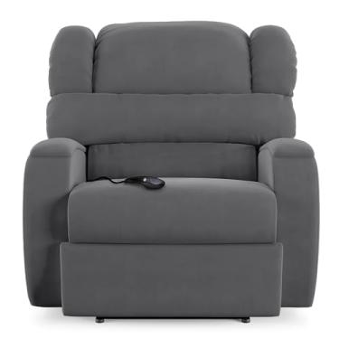 Imagem de Poltrona do Papai Sala de Cinema Reclinável Manchester Controle Power Elétrico USB Veludo Cinza Grafite G23