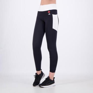 Imagem de Calça Legging Kappa Vasco Supp Color Feminino Preto e Branco, M