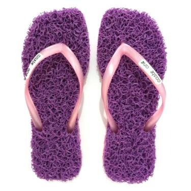 Imagem de Chinelo Confort Square ideal para Fascite Plantar, esporão de calcâneo, sensação de estar pisando em um tapete macio. (Roxo, 37/38, BR, Adulto, Faixa Numérico, 37, 38)