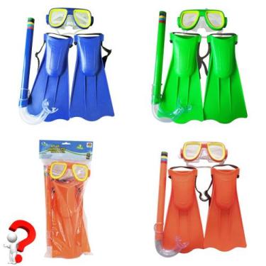Imagem de Kit para mergulho infantil óculos, snorkle e nadadeiras sortido - dm t