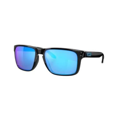 Imagem de Oakley Óculos de sol quadrados Holbrook XL OO9147 | Pacote com kit de limpeza e bolsa de microfibra adicional, Preto polido / safira Prizm