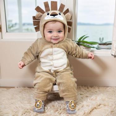 Imagem de Macacão Para Bebê Em Plush Com Capuz Bordado Animais - Era Uma Vez, 6-