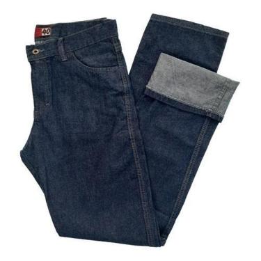 Imagem de Calça Jeans Masculina Tradicional Plus Size Tamanho Especial Grande Extra Trabalho Reta-Masculino
